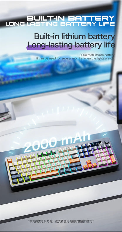 Spanish Wireless Keyboard Russian Spanish Arabic Korean 100% Keyboard Layout With Volume Knob TK100 RGB Light Type C Bluetooth