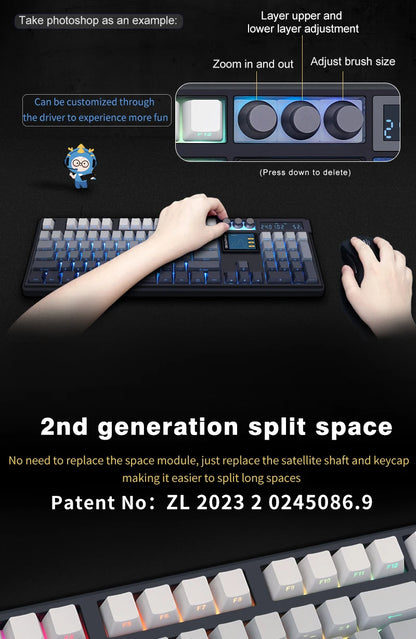 Teclado Mecânico Sem Fios SKYLOONG GK104 Pro 100% Personalizado com Switch Hot-Swap de Baixo Ruído para PC Gaming e Acessórios de Escritório
