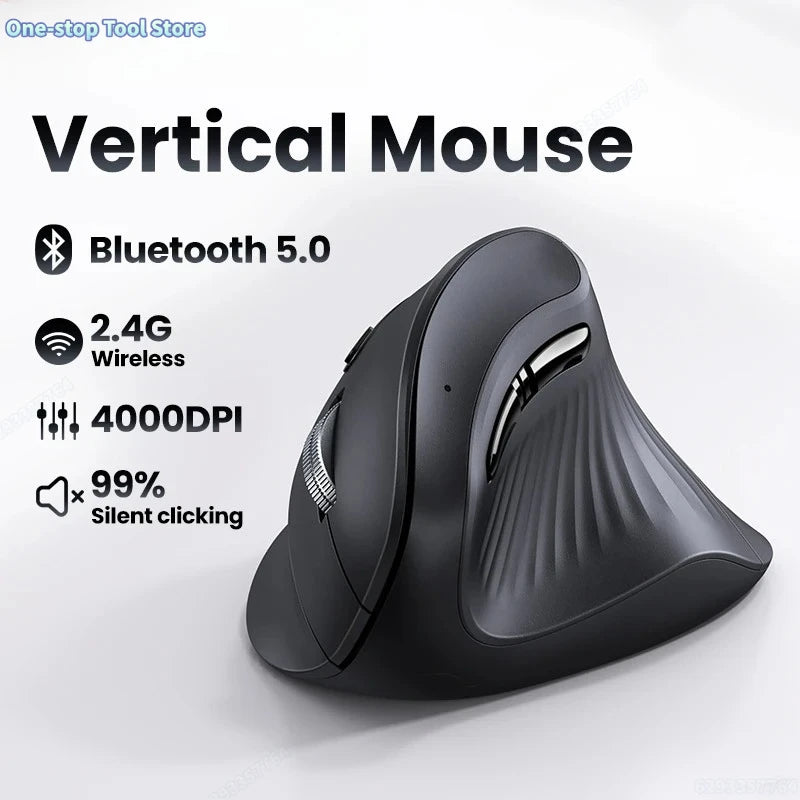 Mouse Wireless Bluetooth5.0 2.4G Ergonomic 4000DPI 6 Mute Buttons for MacBook Tablet Laptops Computer PC Mice