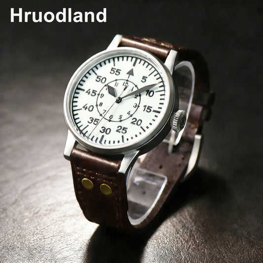 Hruodland 2025 New Pilot Men's Automatic Mechanical Watch PT5000 Sapphire Luminous C3 Stainless Steel Waterproof 10Bar Watch