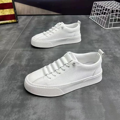 Zapatillas deportivas para hombre, calzado informal, zapatos planos para hombre, zapatillas ligeras de cuero sintético (PU), calzado transpirable, zapatillas deportivas blancas para hombre