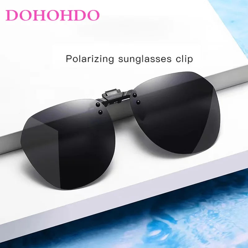 Men Fashion Clip On Polarized Sunglasses Lens Women Driver Flash Mirror Lens Sun Clips Glasses Cover Night Vision Eyewear UV400