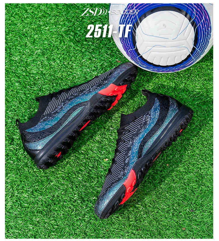Men Professional Soccer Shoes FG/TF Football Boots Cleats Breathable Non-Slip Training Sneakers for Outdoor Grass Turf  Footwear