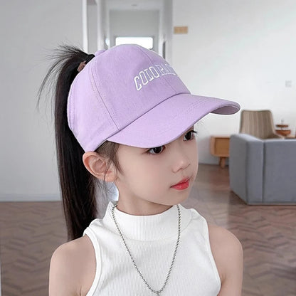 Bows Children Baseball Caps Hollow Empty Top High Ponytail Caps Adjustable Kids summer Sun Hats Boys Girls Hip hop Baseball Hat