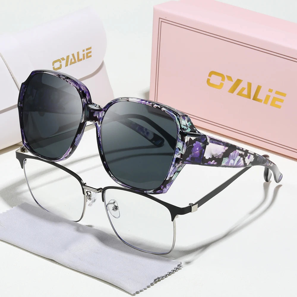 Oyalie Oversized Patterned Frame Sunglasses, a Pair of Glasses Specifically Designed for People with Nearsightedness, That Can Be Worn Directly over Prescription Glasses, Perfectly Solving the Problem of Nearsighted People We
