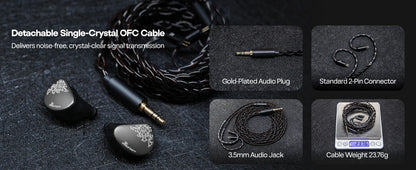Auricolari HiFi IEM Linsoul Kiwi Ears Cadenza II con driver dinamico in titanio da 10mm, KARS 2.0 e cavo removibile