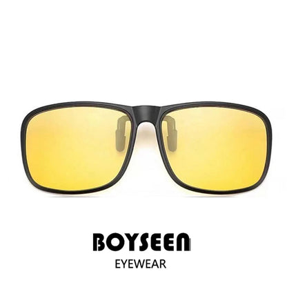BOYSEEN Polarized Flip Clip Sunglasses Driving Dark UV400 Photochromic Anti Glare Lens Sun Glasses Car Driver Vintage Square