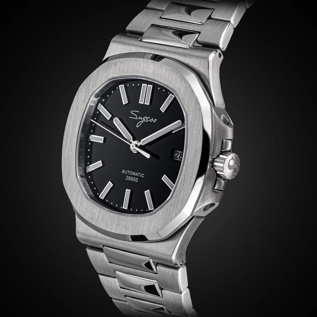 Orologio da uomo Sugess automatico meccanico da polso, movimento Miyota 9015, quadrante MOP, luminoso, impermeabile 5bar, bracciale di lusso S466