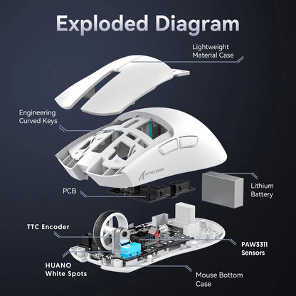 Attack Shark X11 Wireless Gaming Mouse with RGB Charging Dock, PAW3311 Sensor, 22000 DPI, Tri-Mode Bluetooth, 1000Hz Polling Rate Gaming Mouse