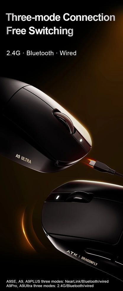 ATK Dragonfly A9 Ultra trådløs gamingmus PAW3950 ultralet tri-mode ergonomisk e-sports FPS-mus til gamere A9 SE Plus