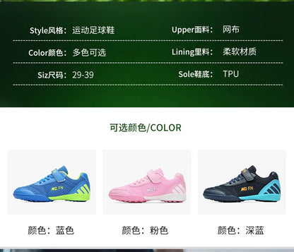 Stylish and Comfortable Boys' and Girls' Training Game Sneakers for Indoor and Outdoor Lawn, Youth Student Soccer Shoes Sizes 29-39