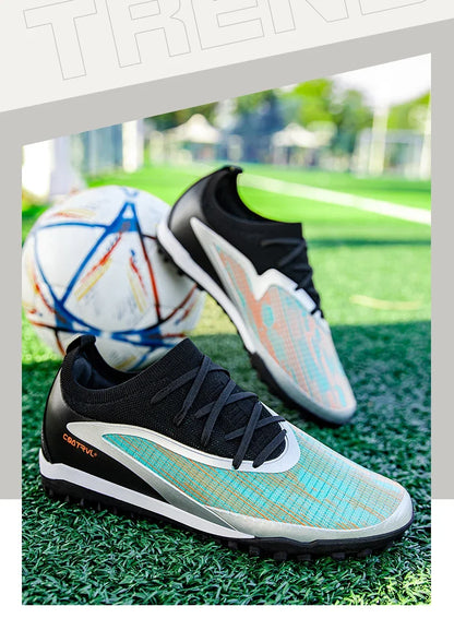 Nuove scarpe da calcio da uomo per esterno con tacchetti, traspiranti, antiscivolo, per adulti, scarpe sportive da calcio con tacchetti lunghi per allenamento, ragazzi e partite, confortevoli