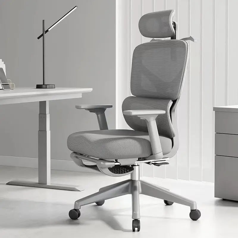 Adjustable Ergonomic Mesh Office Chair, Breathable High Back Computer Desk Chair with 6D Lumbar Support & Retractable Footrest