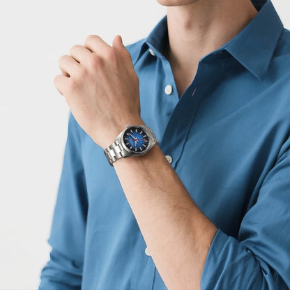 BERNY men’s watch – Quartz watch, sapphire crystal, luminescent hands, water-resistant to 10 ATM, made entirely of stainless steel – Elegant and casual style, ideal for everyday wear or professional occasions