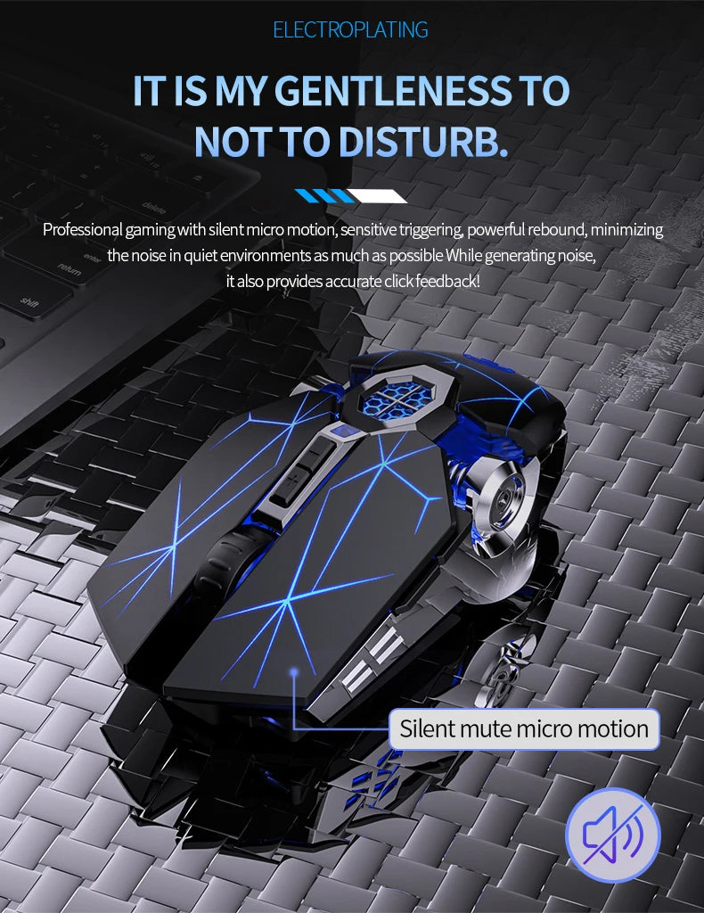 2.4G Wireless Mouse 6D Optical Rechargeable Wireless Mouse Noiseless Mice DPI1600 for Macbook PC Laptop