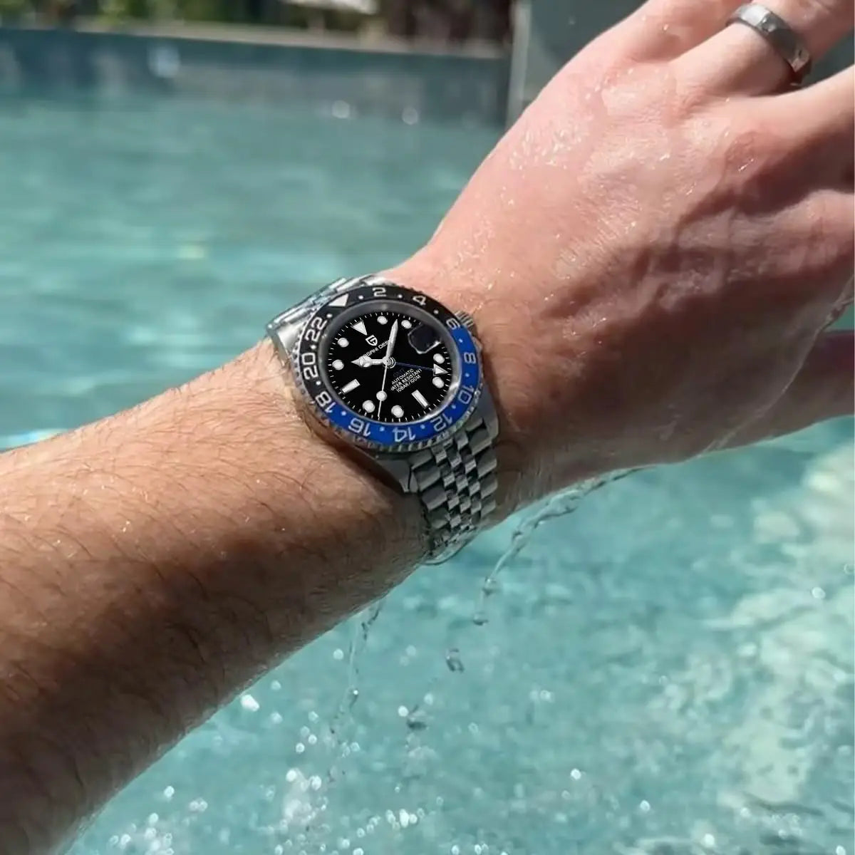 Relógio PAGANI DESIGN 40MM GMT para Homem, Luxo, Safira AR, Mecânico, Luneta em Cerâmica, Automático, 100M à Prova de Água, Relógio para Oferta