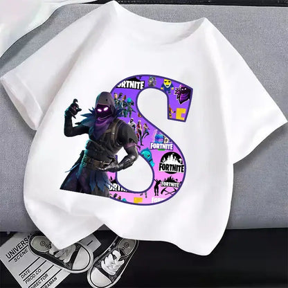New Fortnites Kids T-shirts Cartoon Letter Graphic T-shirts Boys Girls Summer Casual Sports Short Sleeve Tops Children Clothing