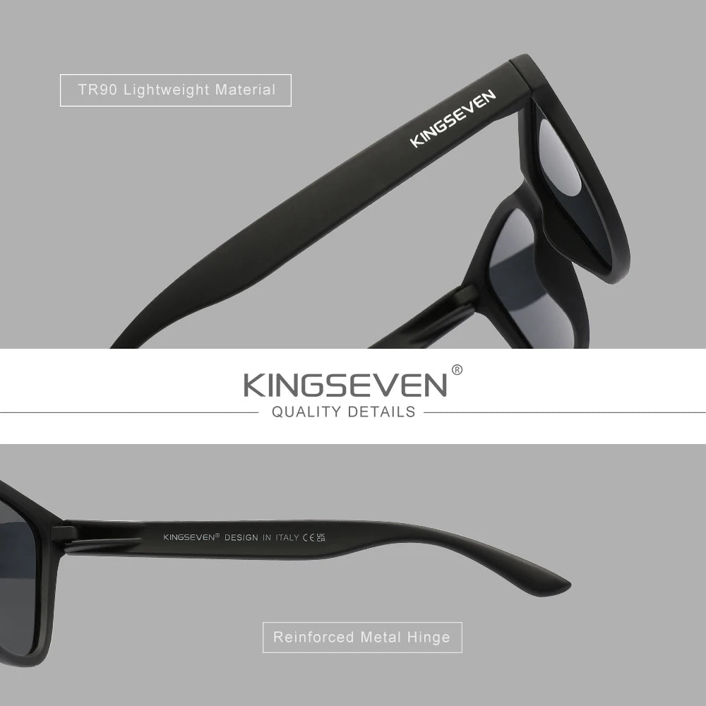 KINGSEVEN Brand Casual Driving Glasses Square Frame Men's Sunglasses Polarized Outdoor Travel Eyewear