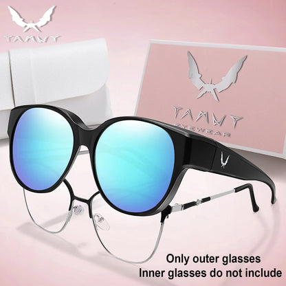 Over Glasses with Box Cover Over Myopia Eyeglasses Unisex Round Shades with UV protection Outdoor Sports Fishing Hiking Cycling