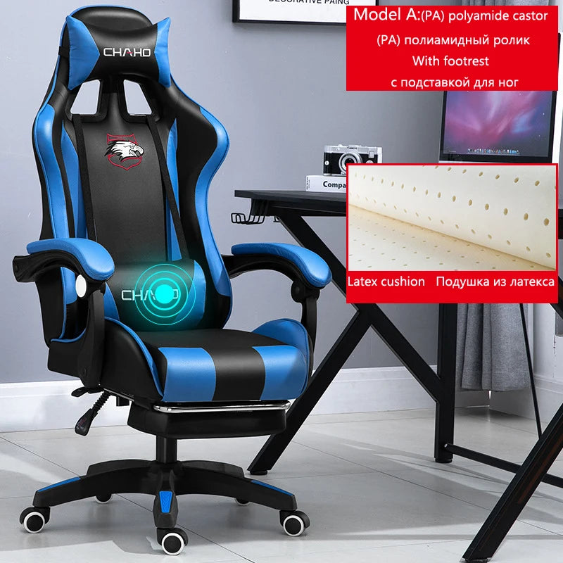 Ergonomic PU Leather Gaming Chair with Adjustable Height, Reclining Computer Chair, Swivel Office Chair for Home Office, Gaming & Study