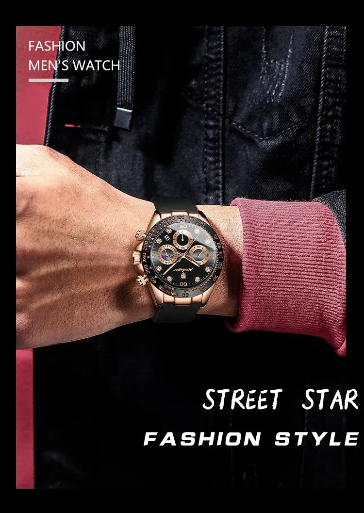 POEDAGAR Fashion High Quality Luxury Men Wristwatch Waterproof Luminous Chronograph Date Quartz Men's Watch Outdoor Man Watches