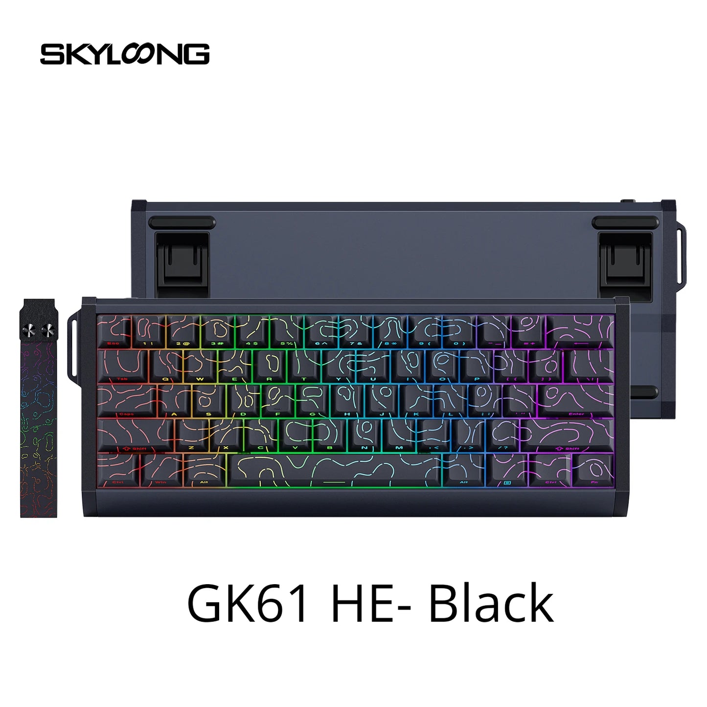 Teclado Magnético SKYLOONG GK61/GK68 HE com Caixa em Alumínio, 8000hz, RT0.01mm, Gatilho Rápido, Teclas PBT, Retroiluminação RGB, Teclado Gaming com Fio
