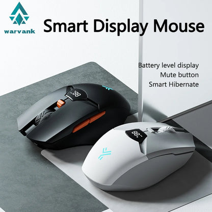 Mouse gaming wireless Warvank SX01 con display smart, regolazione DPI a 6 velocità, batteria ricaricabile da 600mAh, mouse Bluetooth silenzioso per ufficio