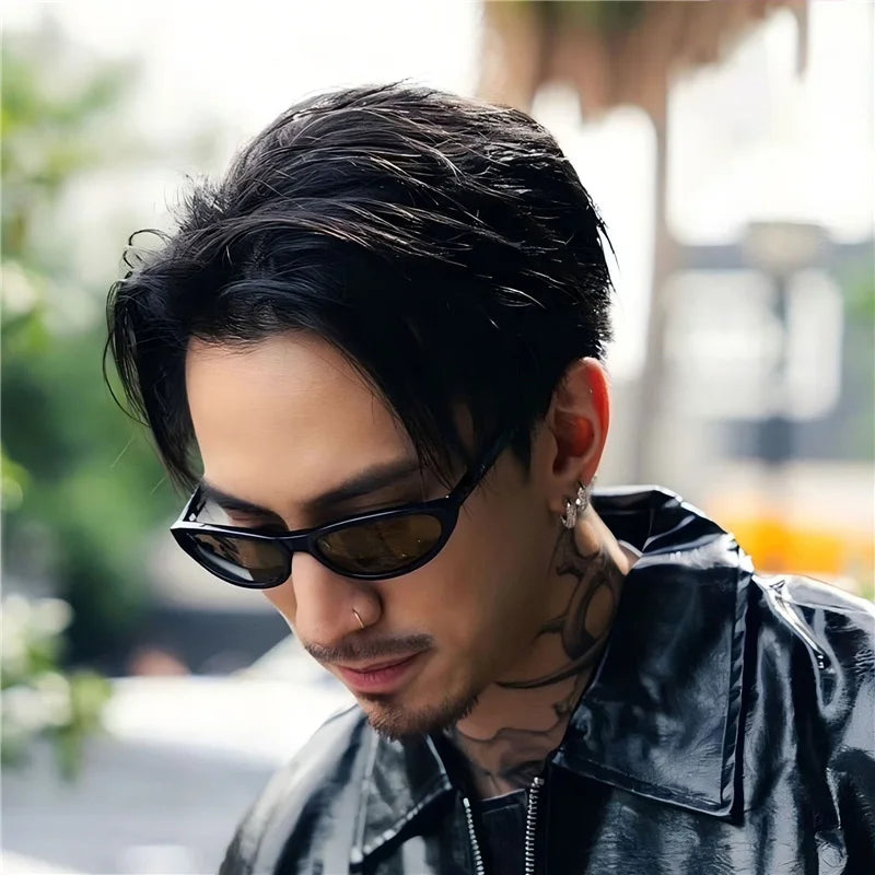 BOYSEEN Men's Hip Hop Style Sunglasses Narrow Frame Orange Eyewear UV400 Travel Beach Sunglasses U400