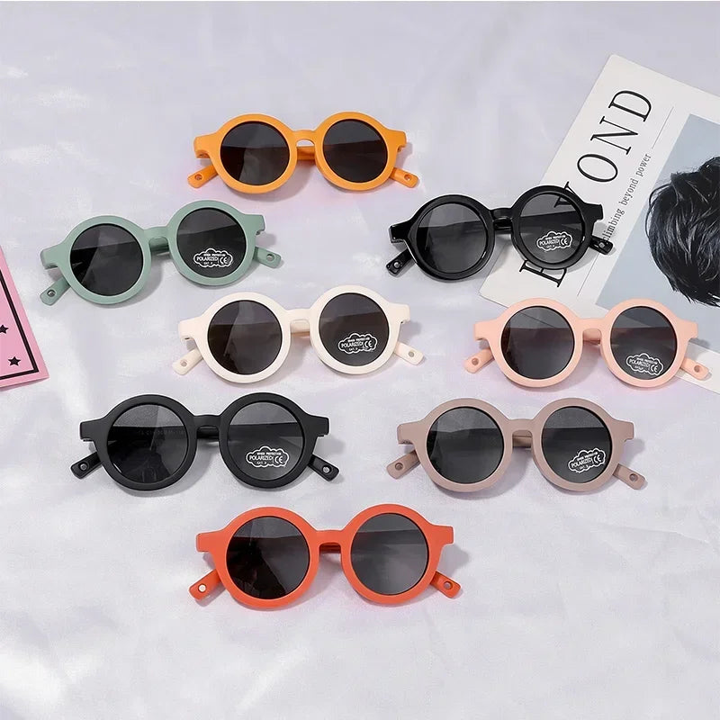 Kids Round TAC Polarized Baby Sunglasses for Toddler Boys Girls TPEE Flexible Soft Frame with Strap for Infant Age 0-3 Shades