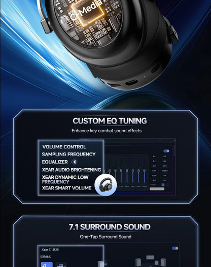 HaaYot Professional Wireless Gaming Bluetooth 6.0 Headset,7.1 Virtual Surround Sound,Low Latency 15ms for PC,PS5,Mobile,Switch