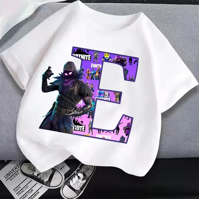 New Fortnites Kids T-shirts Cartoon Letter Graphic T-shirts Boys Girls Summer Casual Sports Short Sleeve Tops Children Clothing