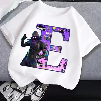 New Fortnites Kids T-shirts Cartoon Letter Graphic T-shirts Boys Girls Summer Casual Sports Short Sleeve Tops Children Clothing