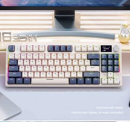 ATTACK SHARK K86 Mechanical Keyboard with Metal Knob,TFT Smart Color Screen,87-key Layout,RGB Lighting,and Three-mode Connection