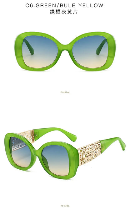 Hot Designer Fashion Women's Sunglasses Premium Retro Sunglasses Large Frame Metal Toad Glasses