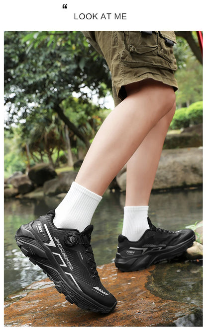 Spring & Summer Men's Running Shoes Outdoor Hiking, Wear-Resistant Trail Shoes with BOA Closure, Breathable Sports & Casual Style