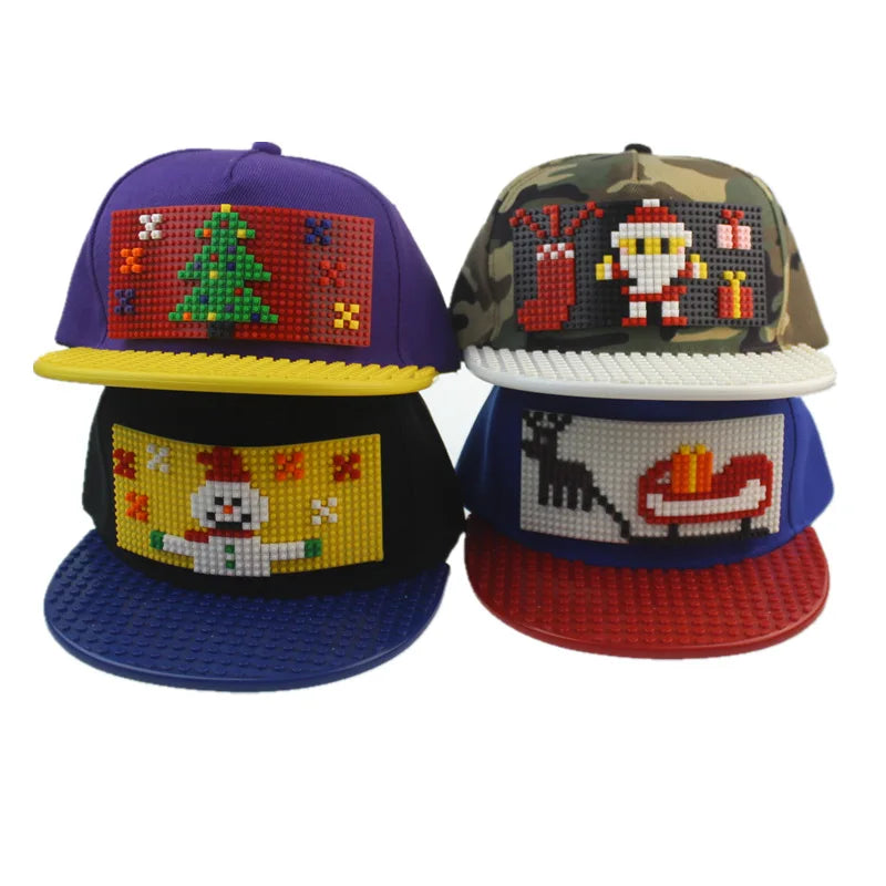 Karikatūrinės „Patchwork“ beisbolo kepurės, „DIY“ blokai, „Snapback“ kepurės, hiphopo kepurės vyrams ir moterims, nuimami „Pixels“ elementai, „Dad Hats“ kepurės, kepurės vaikams ir suaugusiems