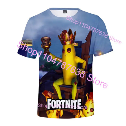 T-shirt de verão Raven Ultima Knight F-Fortnite, t-shirt masculina com estampado 3D Banana Peely, tops de jogo Battle Royale, presentes de aniversário