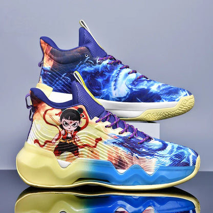 Chaussures de sport unisexes, chaussures d'entraînement de basket-ball respirantes en maille tendance, bottes de compétition légères à rebond pour hommes