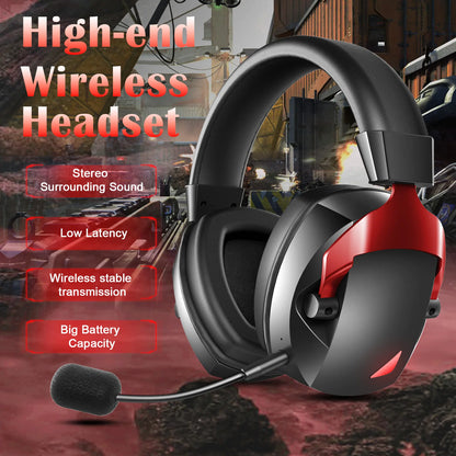 Auriculares gaming inalámbricos con micrófono desmontable con cancelación de ruido – 2.4G inalámbrico, Bluetooth 5.3 y auriculares gaming con cable de 3.5mm para PS5, PC, Xbox y móviles