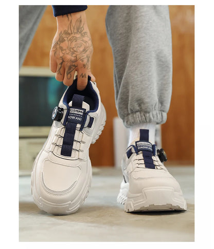 Novos ténis masculinos de outono, versáteis, de cano alto, modernos, com sola grossa, para corrida, moda casual e desporto ao ar livre