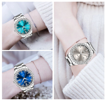 LIGE elegant women's watch Fashion waterproof clock luminous stainless steel business quartz watch for Women reloj de mujer+BOX