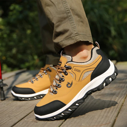 Sapatos casuais em pele para homem, ténis leves de caminhada para primavera, outono e inverno