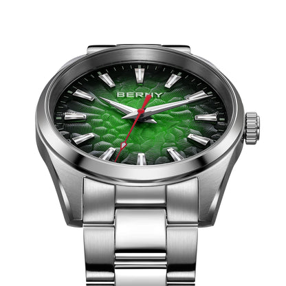 BERNY men’s watch – Quartz watch, sapphire crystal, luminescent hands, water-resistant to 10 ATM, made entirely of stainless steel – Elegant and casual style, ideal for everyday wear or professional occasions