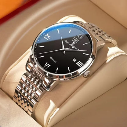 Montre homme POEDAGAR Business Quartz, acier inoxydable, étanche, date lumineuse, montre-bracelet de luxe décontractée pour homme