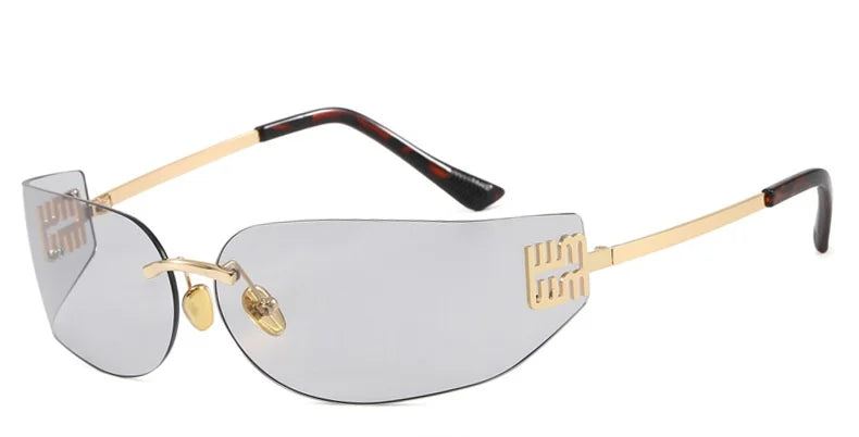 Light Luxury Frameless Curved Metal Sunglasses Personalized Y2k Fashion Women's Sunglasses Outdoor Leisure Vacation Sunglasses