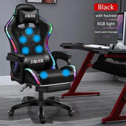 Ergonomic Gaming Chair with Massage Function, RGB Light Swivel Recliner Office Chair, Adjustable High Quality Computer Gamer Chair