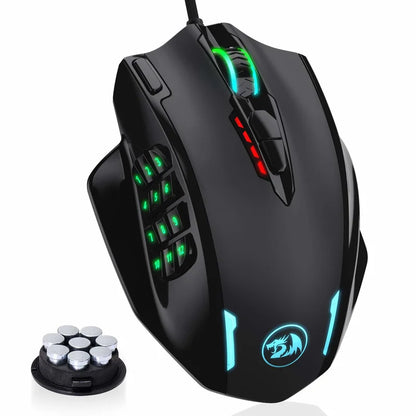 Rato Gaming com Fio USB Redragon M908 RGB com Retroiluminação LED, 18 Botões Programáveis e 12400 DPI
