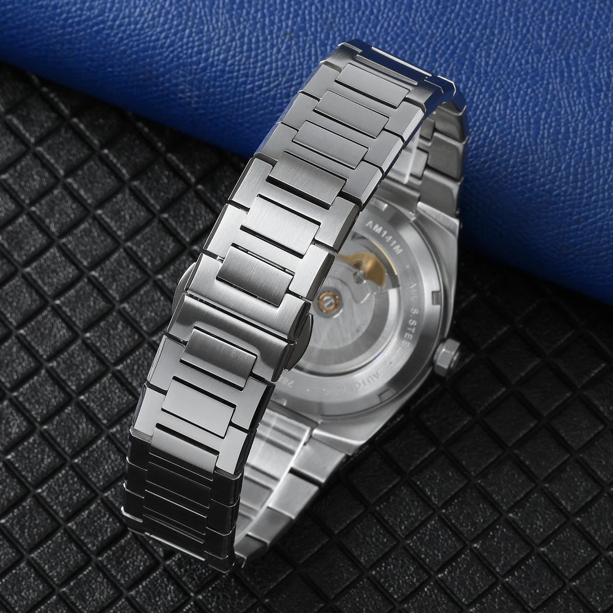 BERNY men’s automatic watch, gold-coloured, sapphire crystal, luminescent hands, 100% genuine, fitted with a PT5000 movement, anti-reflective coating, luxury model with interchangeable bezel, water-resistant to 5 ATM.