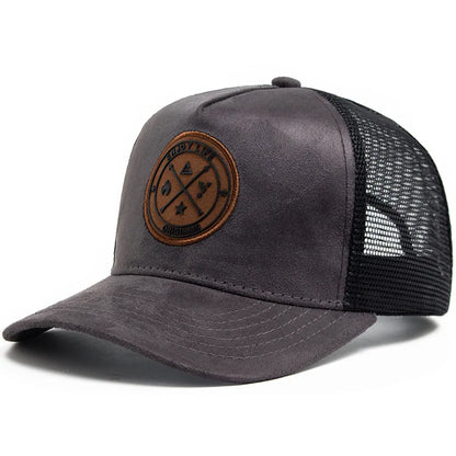 Populär mesh-baseballkeps, unisex, moderiktig, avslappnad, andningsbar, med bokstavsikon, hiphop-trucker-keps, utomhussport, pappakeps