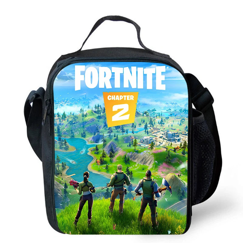 Fortnite-Cartoon-Lunchbag, tragbare isolierte Lunchbag, wiederverwendbare Tasche zur Aufbewahrung von Lebensmitteln, geeignet für Kinder und Schüler.